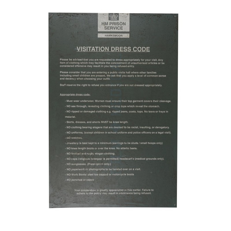 Prison Sign Visitation Dress Code 